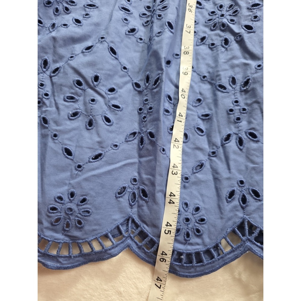Free Assembly Blue Eyelet Shirt Dress Cotton Midi Button Front S NWT - Picture 9 of 11